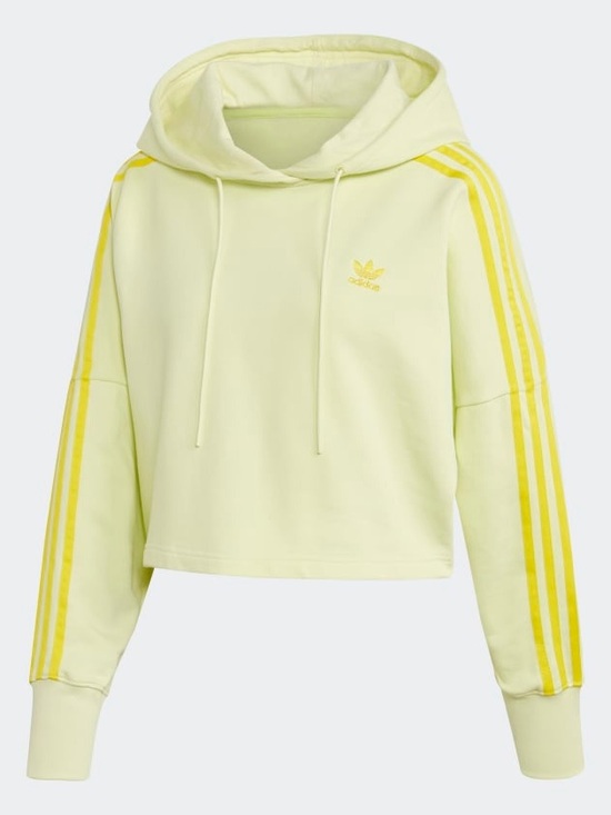 adidas Jackets & Blazers - adidas Pale Yellow Cropped Hoodie with Yellow Stripes